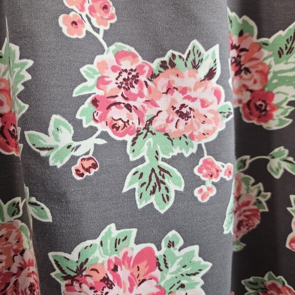Matilda Jane XS Womens Skirt Cheryl Skater Pocket Gray Floral Leaves - Picture 4 of 6